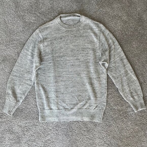 Inis Meain Hawthorne Men's Grey Fisherman Linen Crewneck Sweater